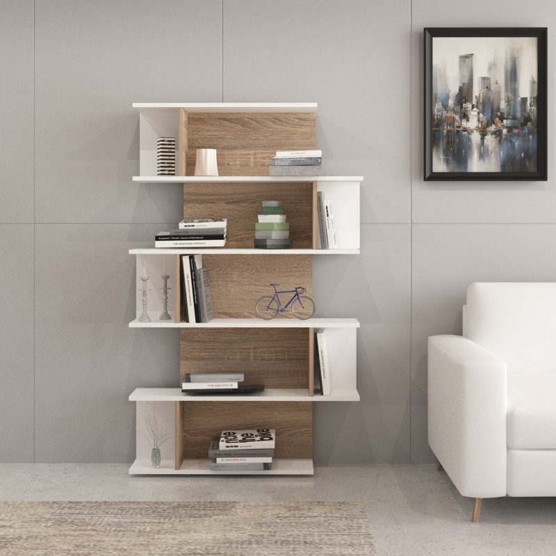 Geometric Bookcase, White/Oak