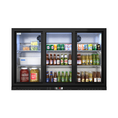 53 in. Back Bar Refrigerator 11-cu ft Commercial Refrigerators 3 Glass Sliding Door  ( Black )