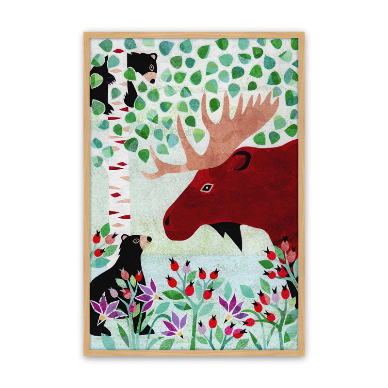 «Wilderness Collage I» par Kim Conway, reproduction d'art, H 48 po x l 32 po, Impression sur cadre ouvert sans papier mat