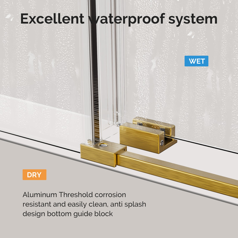 Portes de douche coulissantes simples sans cadre à fermeture en douceur de l 56 à 60 po x H 60 po, verre trempé de 5 po à 16 po d'épaisseur, quincaillerie en acier inoxydable
