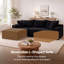 Canapé d'angle modulaire sans os de 239 cm de large, recouvert de velours côtelé noir, avec 5 coussins, convertible en lit 2 pièces, aucun assemblage requis-743266577-586151074-586151076