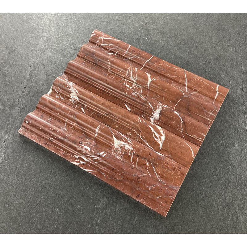 12" L x 1.75" W Marble Chair Rail Tile Trim, Red Marquine