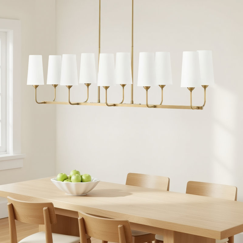 10 - Light Dimmable Chandelier, Heritage Brass