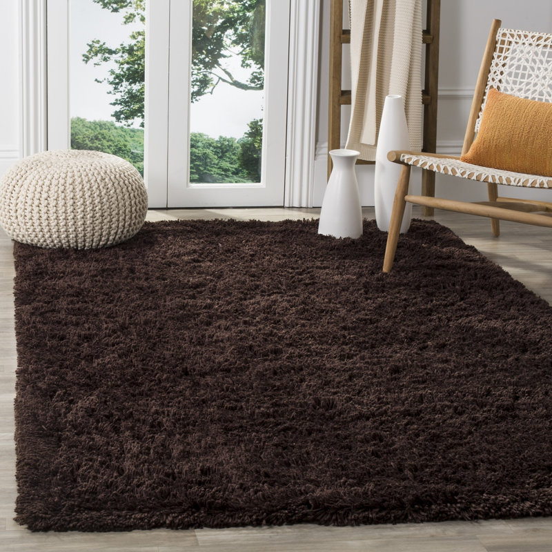 Assar Modern Handmade Shag Chocolate Area Rug, Rectangle 7'6" x 9'6"
