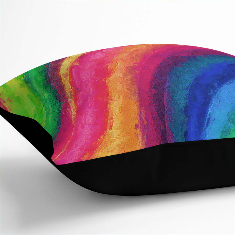Abstract Square Throw Cushion, 55cm H x 55cm W x 20cm D, Black