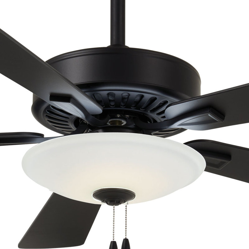 Ventilateur de plafond standard à 5 pales 52 po DEL avec chaîne de traction et ensemble d'éclairage inclus, Charbon