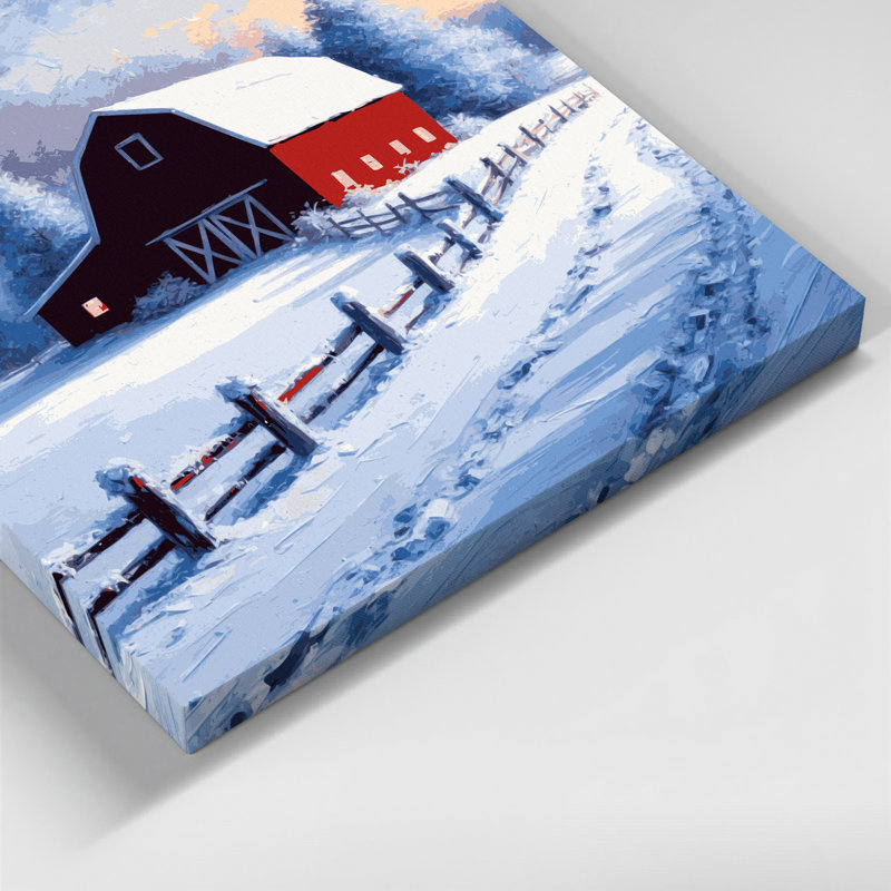 «Farm Winter Snow Scenes», art mural sur toile bleue, H 11 po x l 14 po