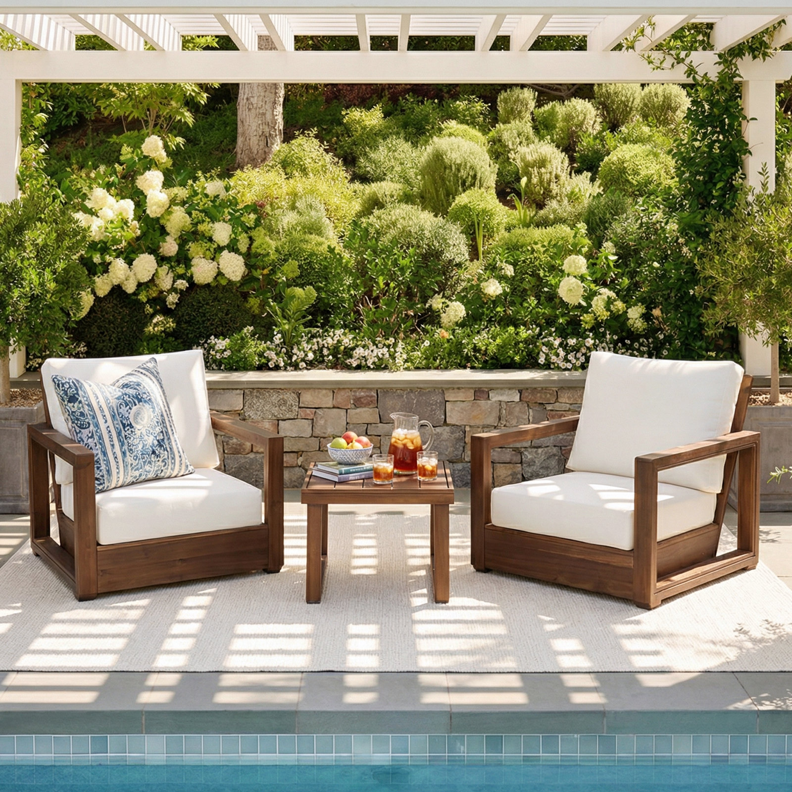 Donnie 2-Person Acacia Patio Seating Group, Mocha