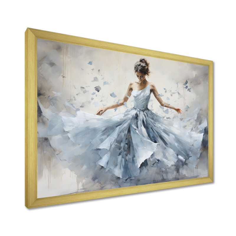 Blue Ballet Dance I - Ballet, impressions encadrées, Cadre doré simple, H 34 po x l 44 po x P 1,5 po