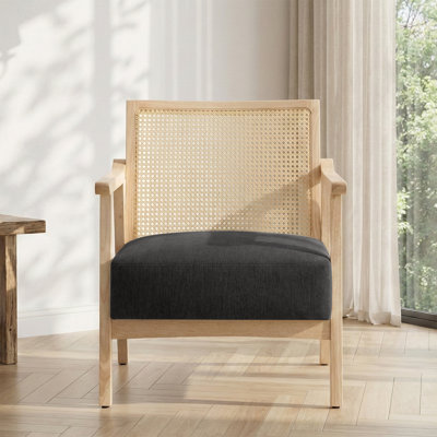 Chaises d'appoint en rotin 28 po, fauteuil Mid-Century en bois massif