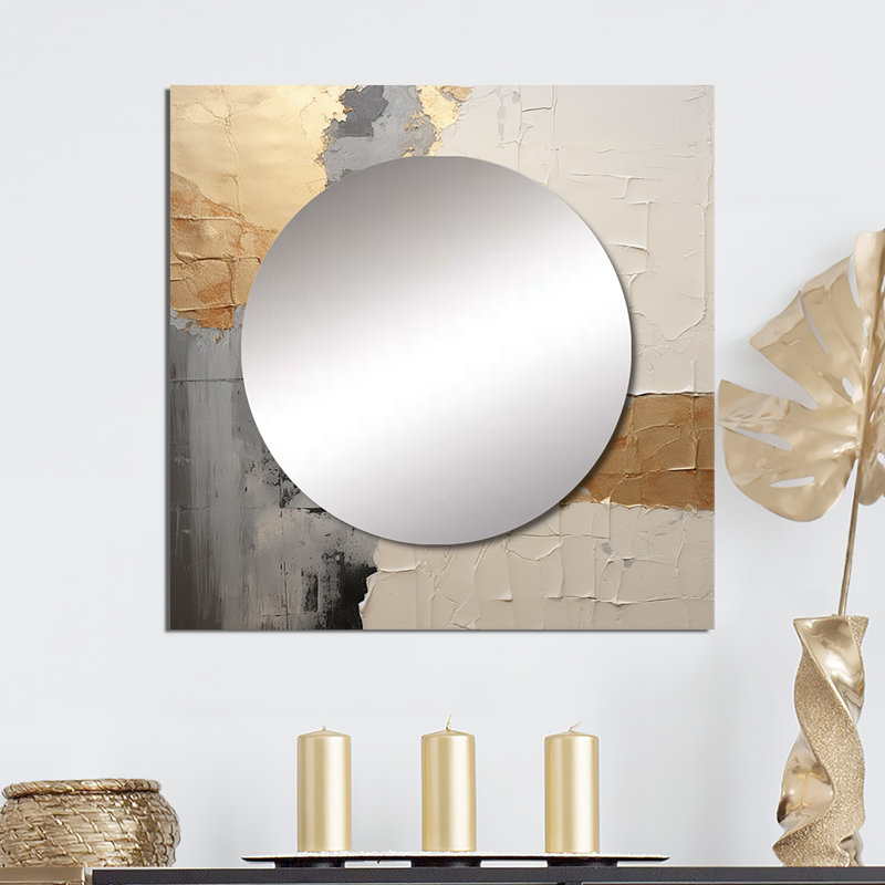 Aleisha - Art mural miroir carré abstrait pour salle de bain, 29 po x 29 po