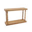 Console rectangulaire à 2 niveaux en bois naturel avec pieds fuselés sculptés
