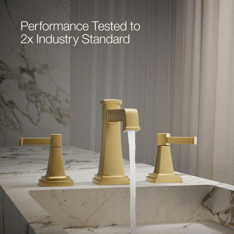 Riff Widespread Bathroom Sink Faucet, 0.5 GPM, Vibrant Brushed Moderne Brass
