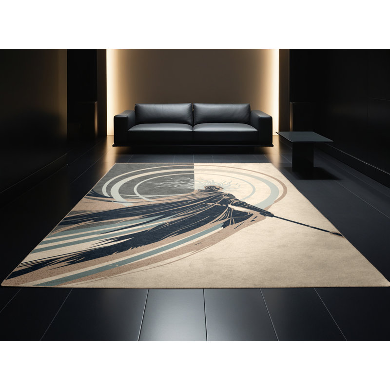 Tapis lavable à la machine Barnesville Storm Caller Warrior Bold & Eclectic Modern, 7 x 9