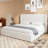 Jenny Boucle Upholstered Platform Bed with Wingback Headboard & Wooden Frame-1784584417