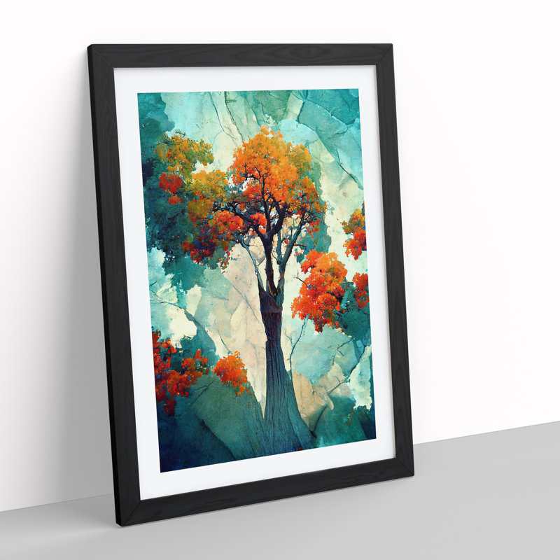Pretty Abstract Tree No.3 - Single Picture Frame Print, Black, 64cm H x 46cm W