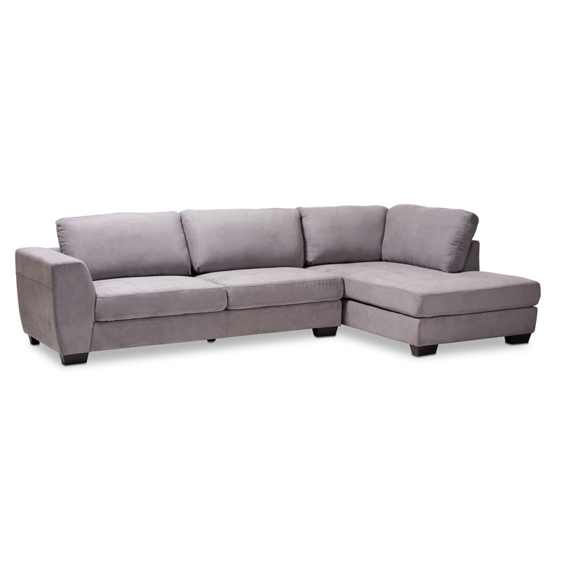 Canapé et méridienne de 116,5 po de large Nata faisant face à la droite, Gris