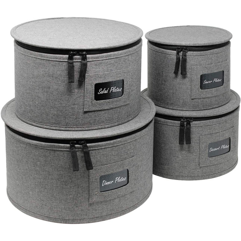 Ensemble de porte-assiettes empilables 4 pièces Sorbus, Gris
