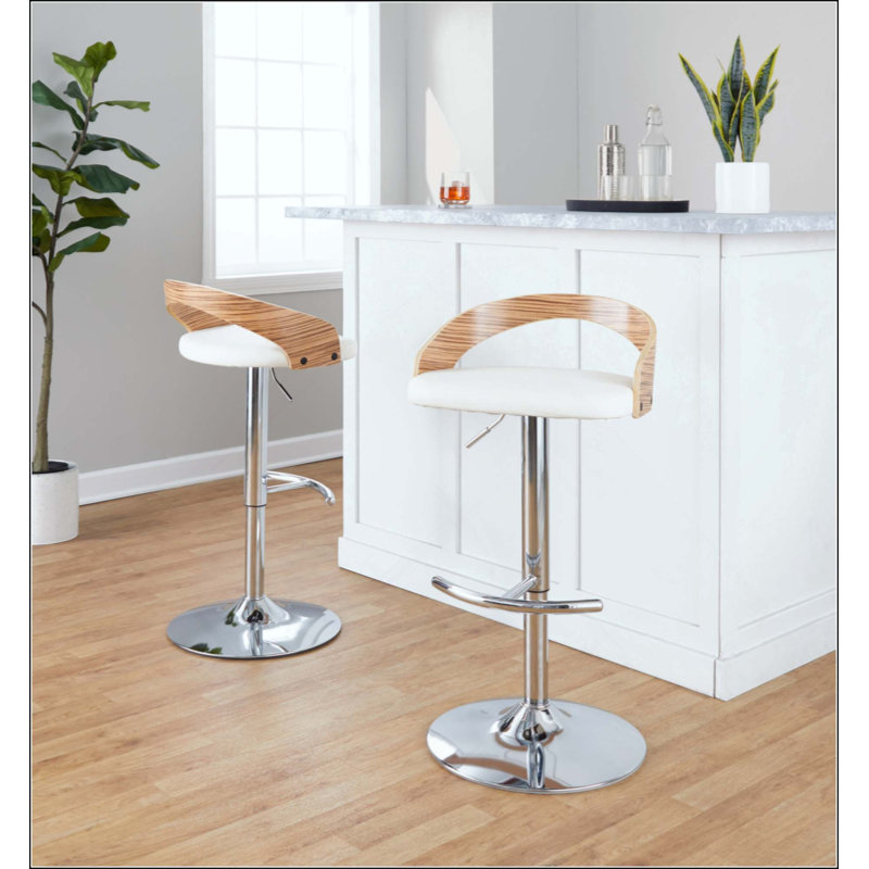 Tabouret de bar réglable avec pivot en métal et similicuir avec repose-pieds arrondi en T - ensemble de 3