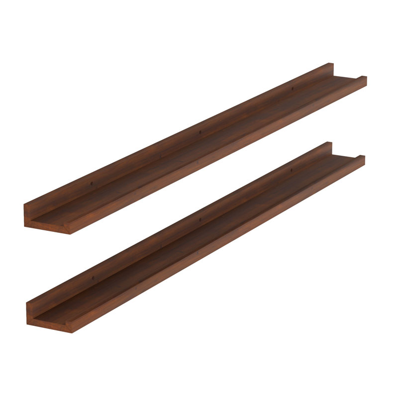 Herewardus 2 Piece Picture Ledge Wall Shelf, 1.6" H x 48" W x 3.7" D, Walnut