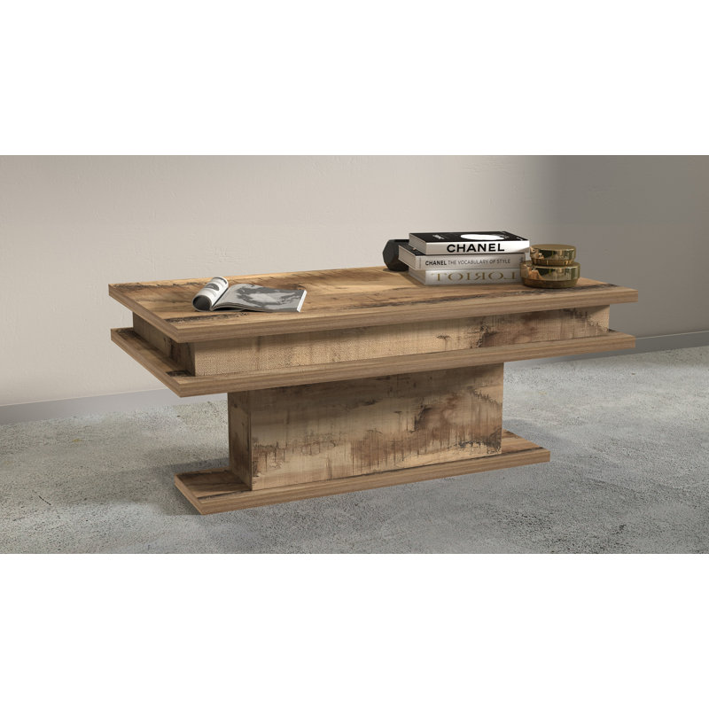 Cazeau Pedestal Coffee Table, Medium Wood