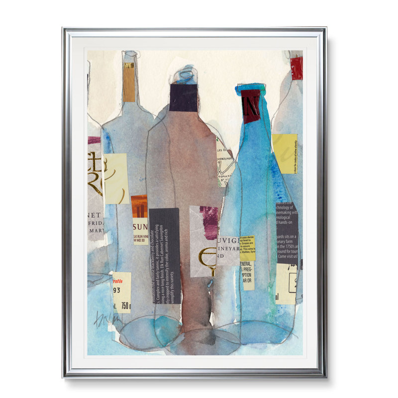« the wine bouteilles i », impression, H 24 po x l 20 po x P 1,5 po, Cadre argenté
