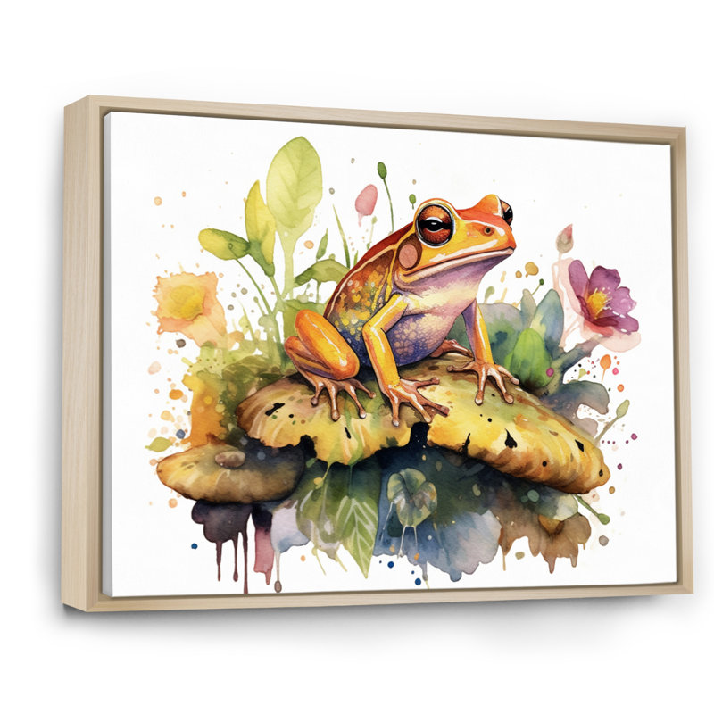 «Leaping Frogs Amphibians II - Frog», art mural, H 34 po x l 44 po x P 1,5 po, Cadre naturel flottant