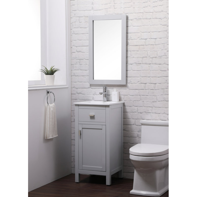 Alessandro 16.375'' Single Bathroom Vanity with Ceramic Top, Gray