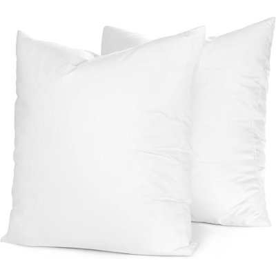 Square White European Throw Pillow Insert 2 Pack - 100% Cotton Cover, 80% Down and 20% Feather Fill, Multiple Sizes