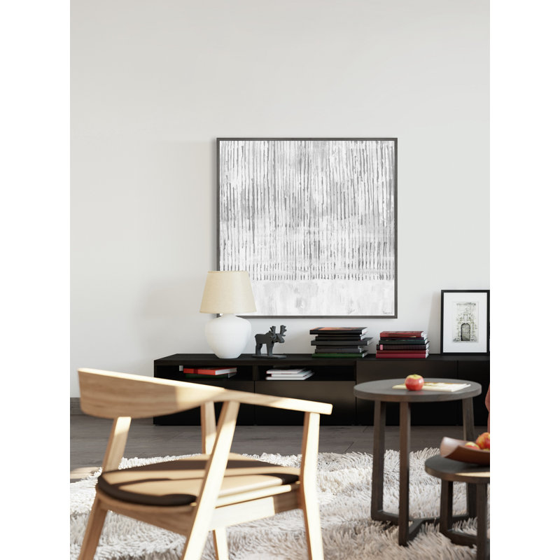 Grey Partition by Parvez Taj - Floater Frame Painting on Canvas, 61cm H x 61cm W