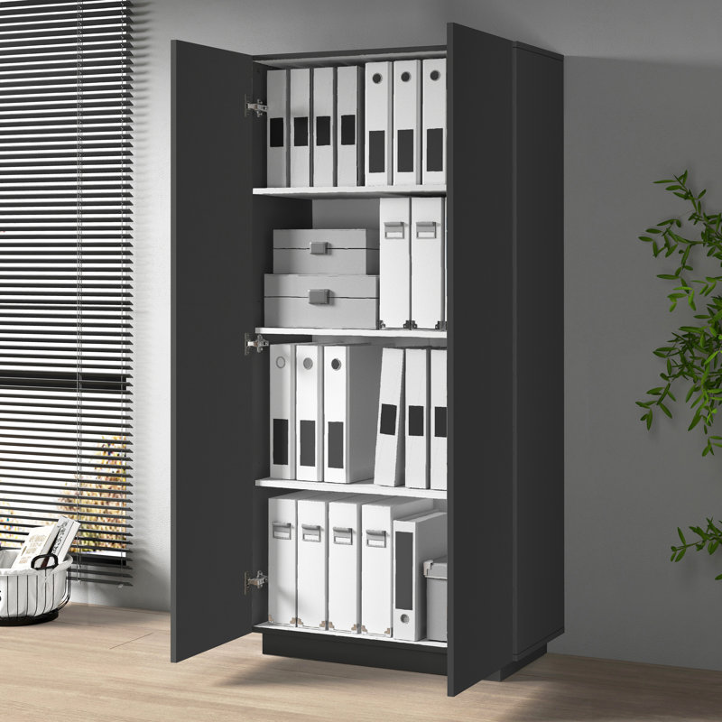 EASY 2 -Door 3 -Shelf Storage Cabinet, Black