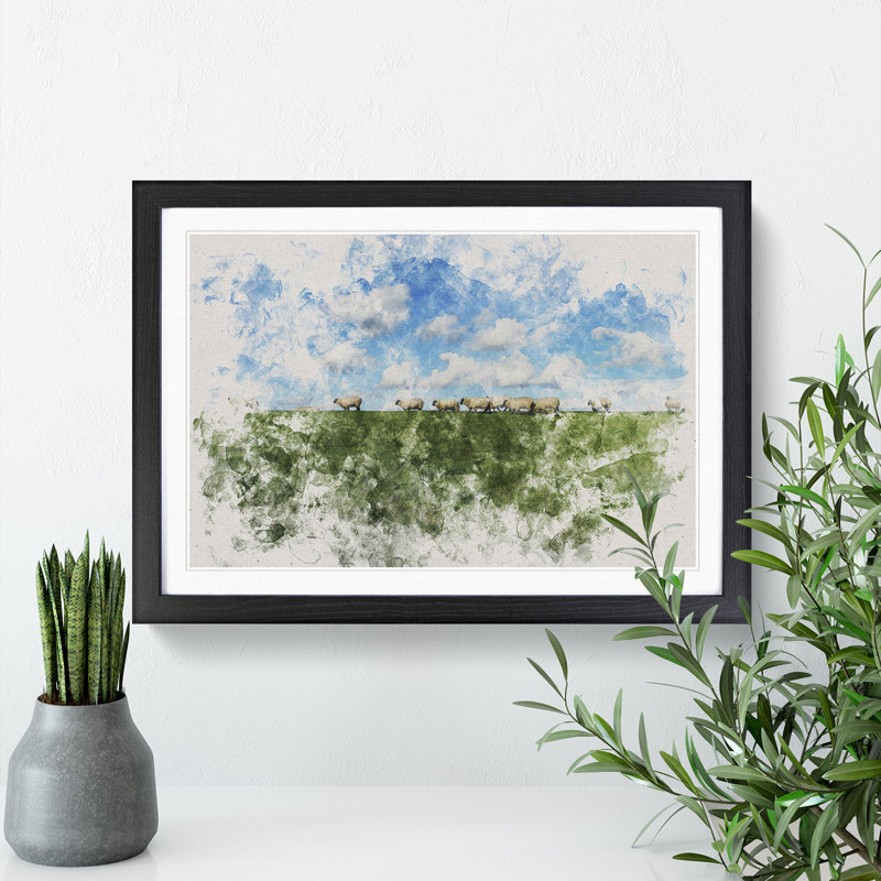 Flock of Sheep Vol.4 - Picture Frame Graphic Art, 48cm H x 65cm W x 2cm D, Black Framed