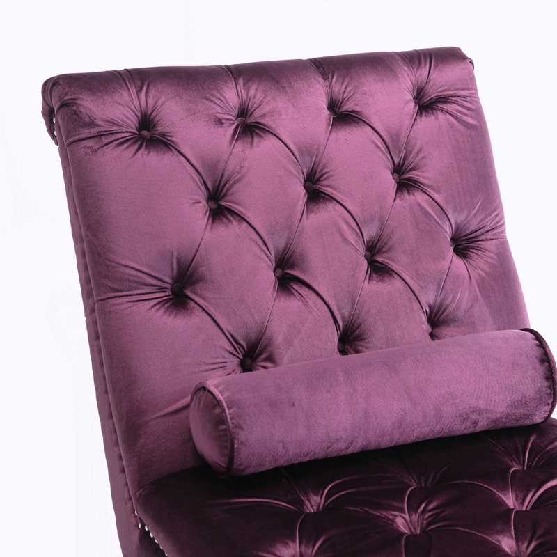Chaise longue capitonnée à boutons avec coussin pour le bureau de la chambre à coucher, Purple