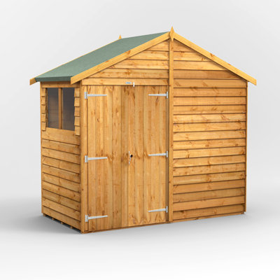 Powersheds 4 x 8ft Timber Overlap Garden Shed, Double Doors