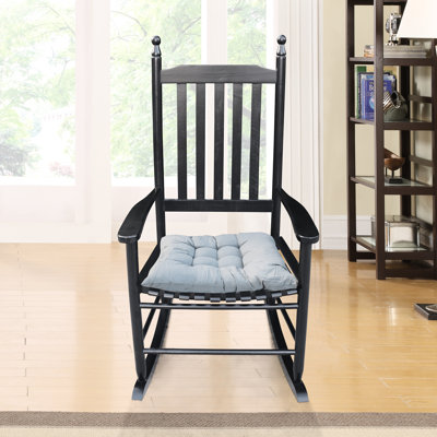 Black Wooden Rocker For Porch Use - Solid Hardwood Construction, Cozy Seat & Armrest, Secure Slatted Back, Convenient Assembly, 250lbs Load Limit Wood Chair Rocking Black, Generous Easy Installation,