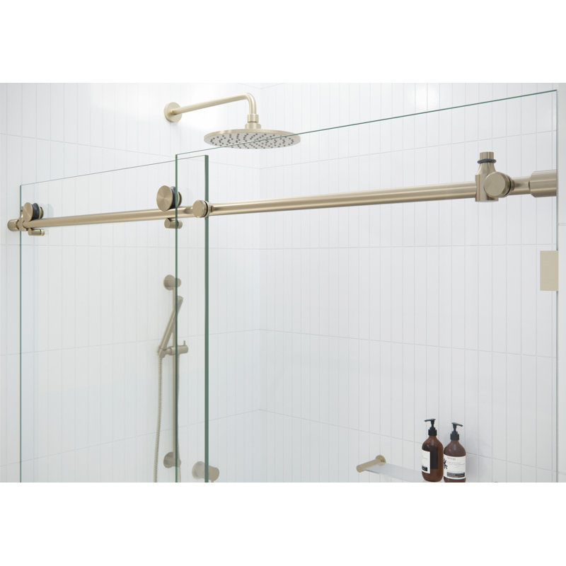 Eclipse 64 - 68 in. x 78 in. Fully Frameless Sliding Shower Door, Brushed Bronze