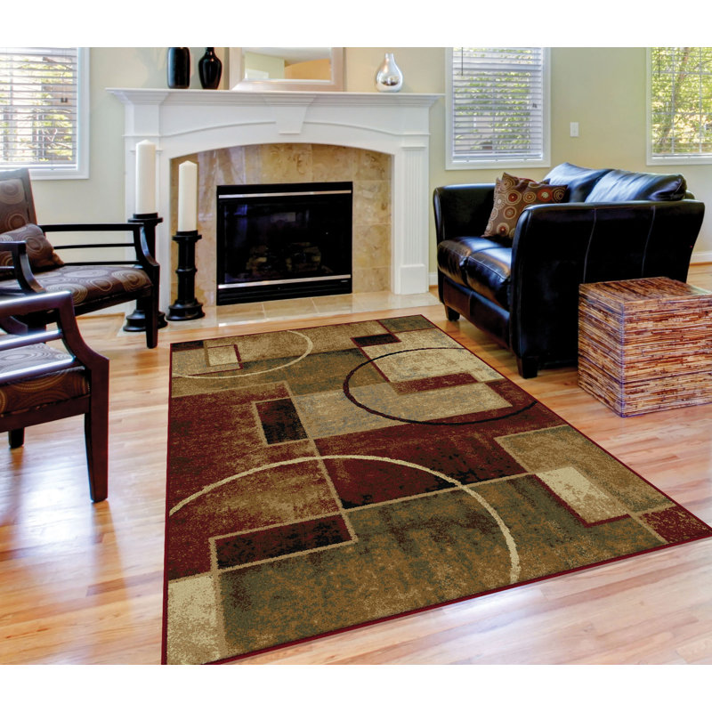 Menzen Abstract Indoor Rug, Round 5'3"