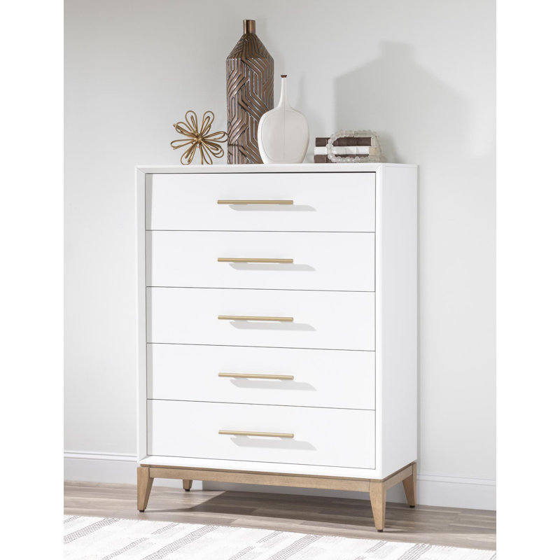 Commode à tiroirs (5 tiroirs, tiroir supérieur doublé de feutre, tiroir inférieur doublé de cèdre)