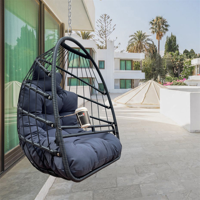Chaise hamac pivotante sans support Swing, Bleu, Noir
