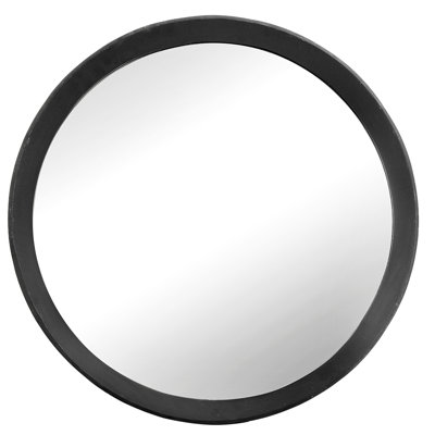 Solid Mango Wood Frame Bathroom Wall Mirror With Reflection Black Toned - Adds Depth To Room Decor