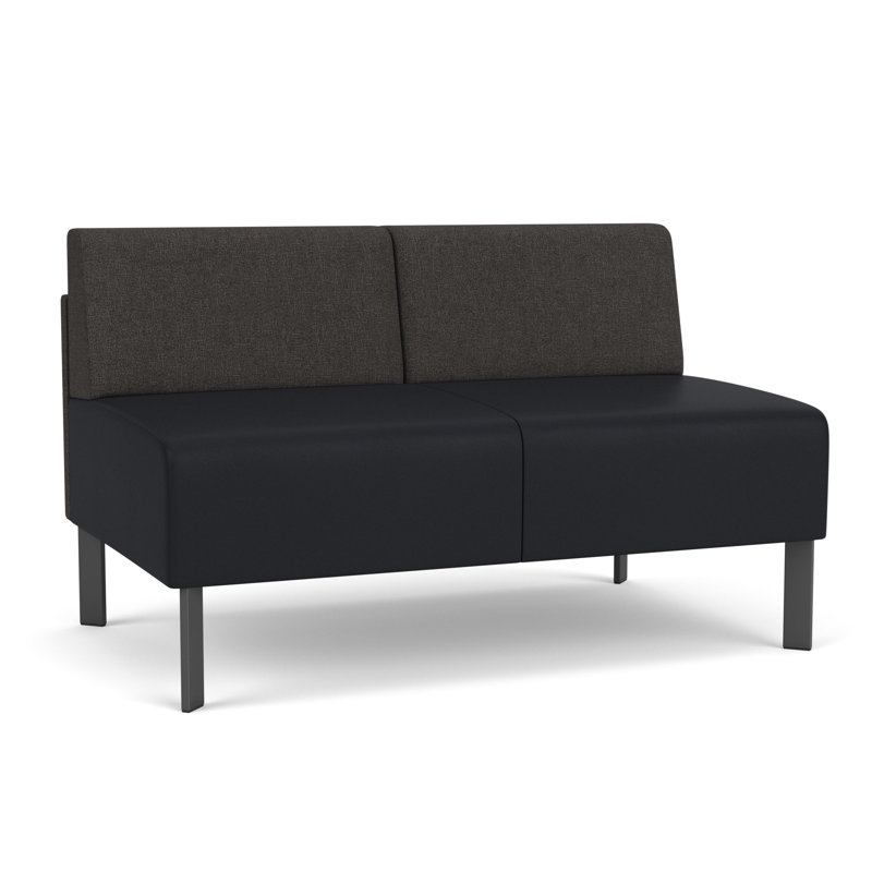 Causeuse sans accoudoirs Luxe Lounge, Acier gris anthracite, Fumée Archetype / noir Modena