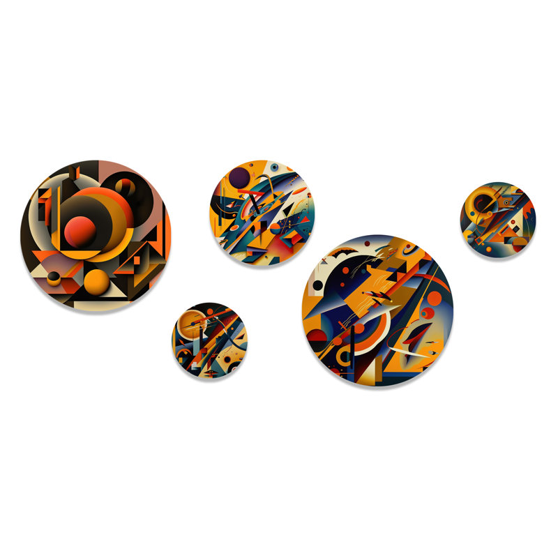 Vibrant Multicolor Geometric Shapes Metal Wall Art Set