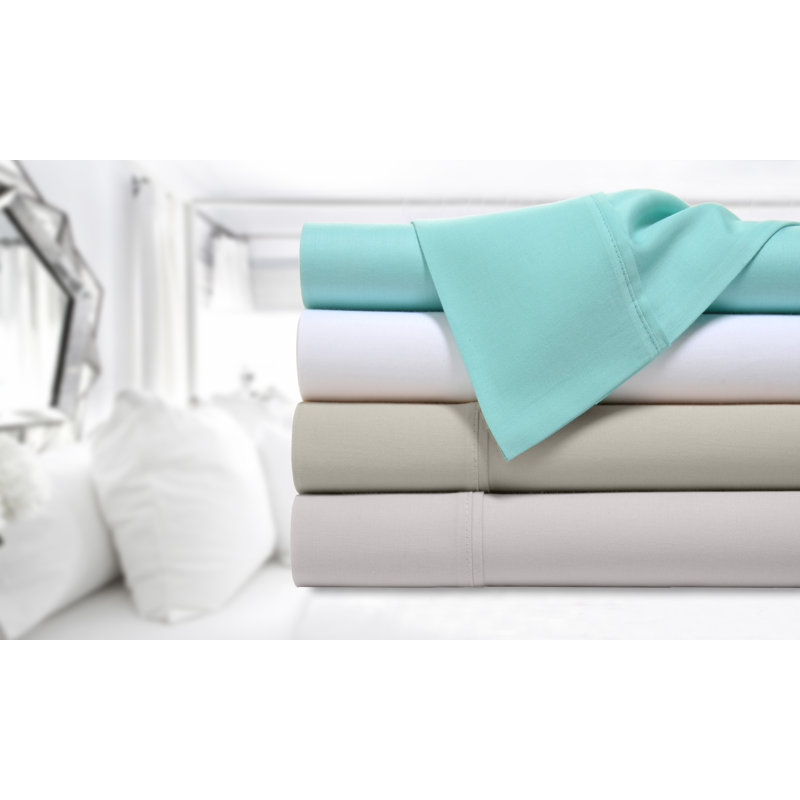 Kathy Ireland 300tc Organic Cotton Soft Percale Sheet Set, White, King