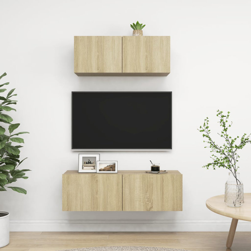 TV Cabinet Set Engineered Wood, Sonoma Oak