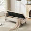 Chaise longue rembourrée en velours / chenille, banc de rangement avec coussin et pieds en bois massif-124247277