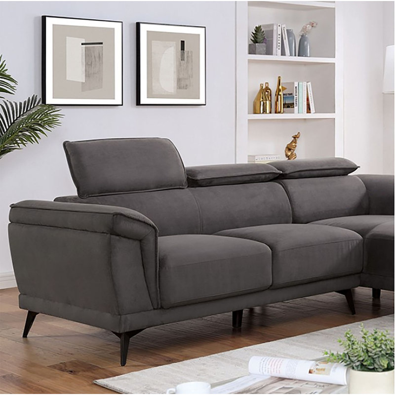 Canapé et méridienne de 98,75 po Wateford, Mélange de polyester gris foncé
