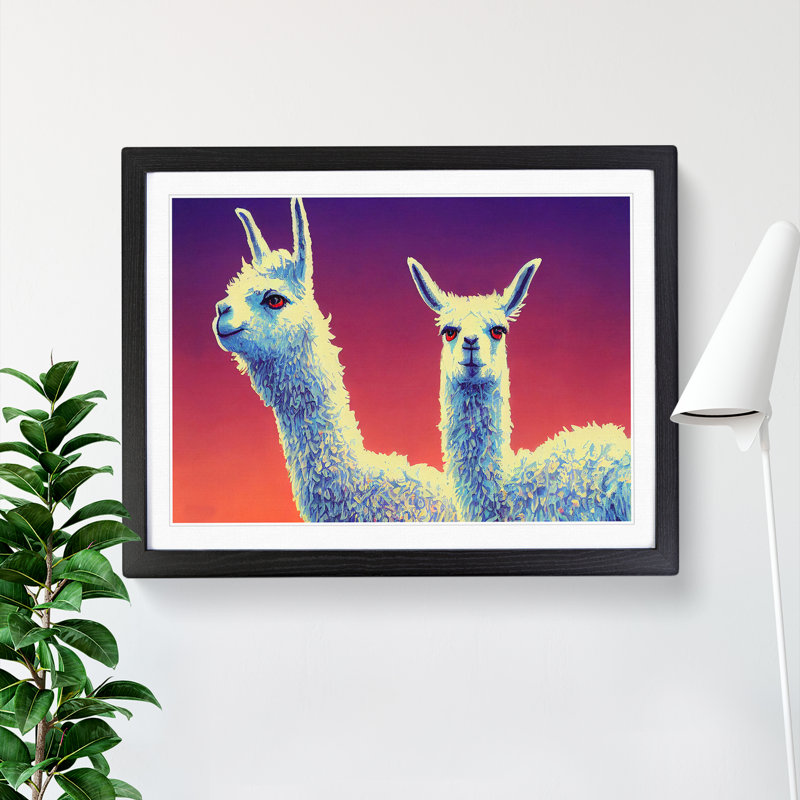 The Legendary Llamas 1 Piece Single Picture Frame Wall Art, 46cm H x 64cm W, Black