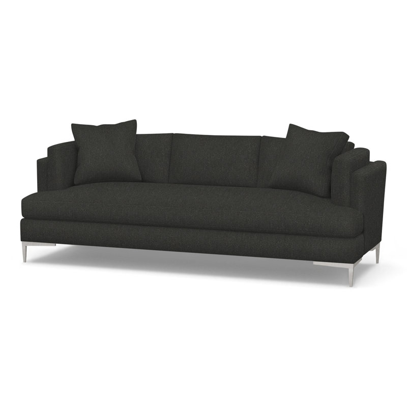 Aiden Upholstered 90.5'' Sofa, Stainless Steel, Perigold Aspen Flannel Charcoal