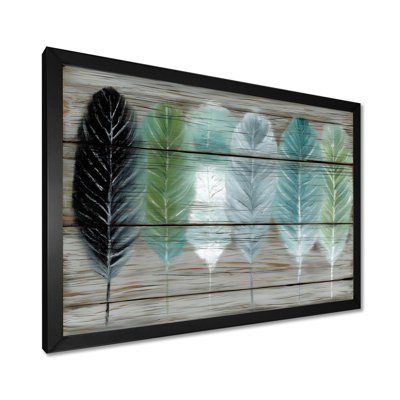 «Boho Wood Texture Feather», reproduction d'art sur toile, Boho