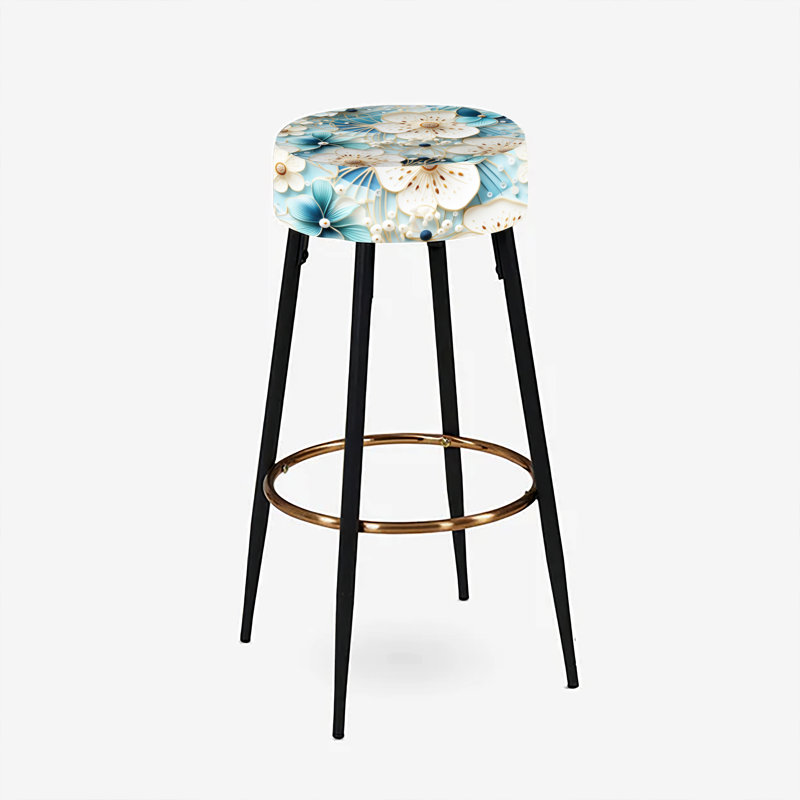 Ensemble de 2 tabourets de bar à fleurs bleues et blanches Simplicity